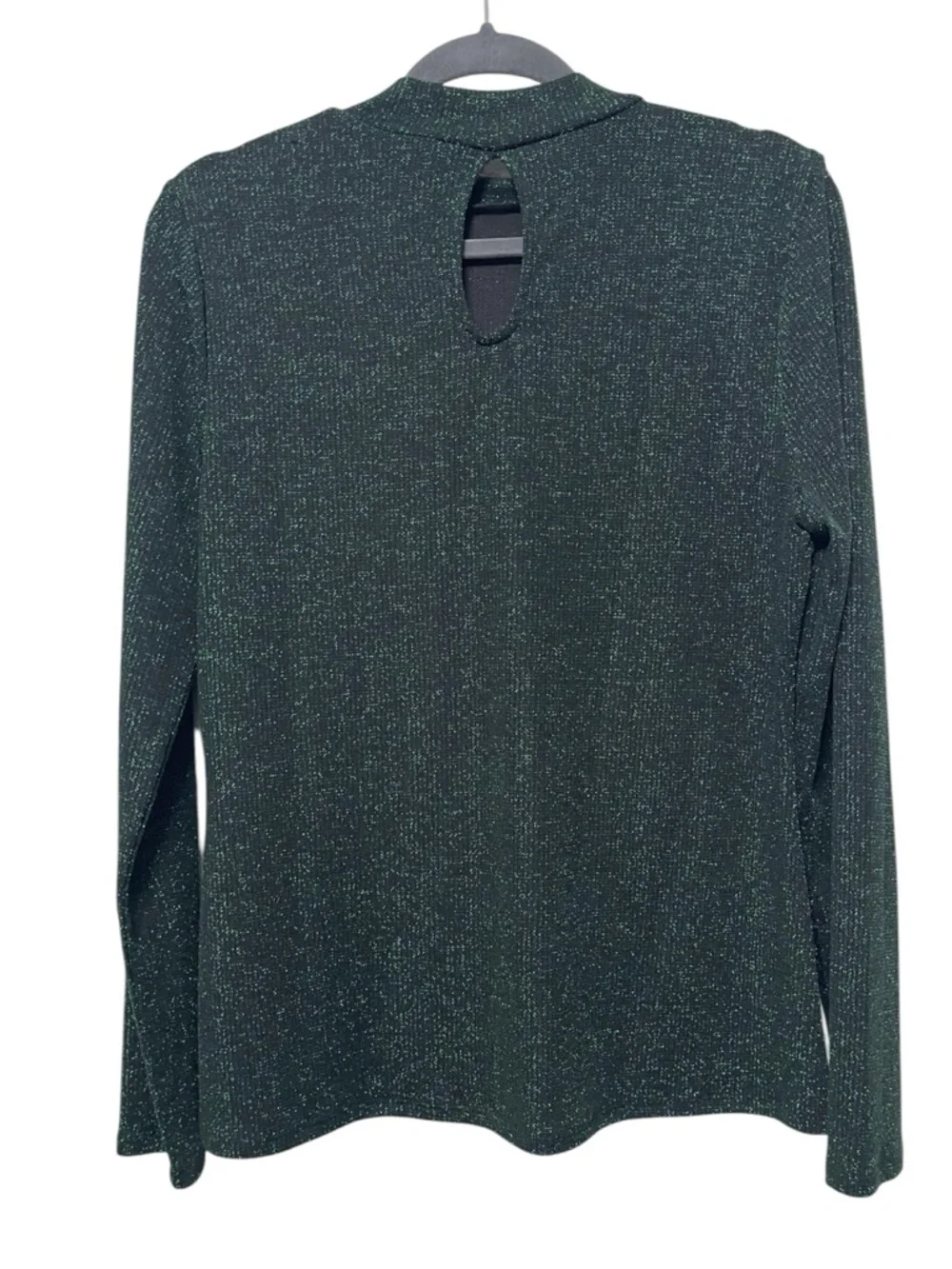 MODCLOTH Metallic Green Long Sleeve Mock Neck Top XL
